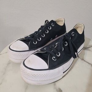 Converse Black Canvas Low-Top Platform Sneakers for Women